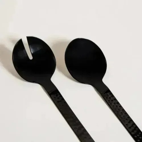Set X2 Cubiertos De Ensalada Negro Premium Con Dientes 27 Cm - Imagen 2
