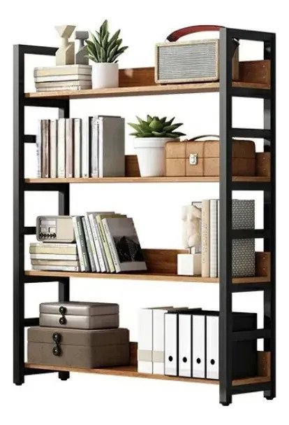 Biblioteca Estantería 4 Estantes Madera Y Hierro 146 X 80 Cm - Imagen 6