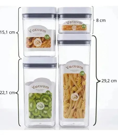 Set De 4 Frascos Tapers Herméticos Al Vacío Para Cocina - Imagen 6