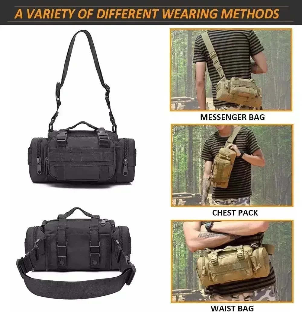Bolso Morral Riñonera Táctica Color Negra - Imagen 7